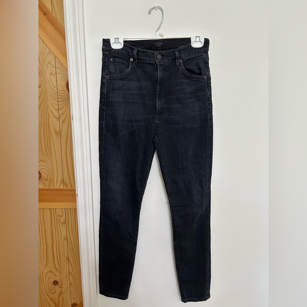 Citizens of Humanity Chrissy High Rise Skinny Jeans Black Wash Size 28
